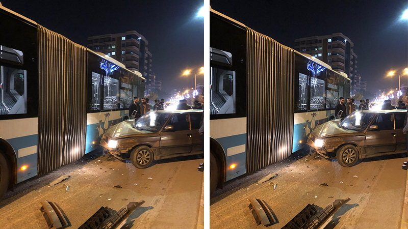 Urfa’da otomobil belediye otobüsüne çarptı!;