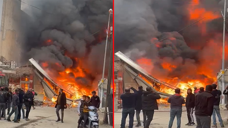 Viranşehir’de sünger deposunda korkutan yangın!;