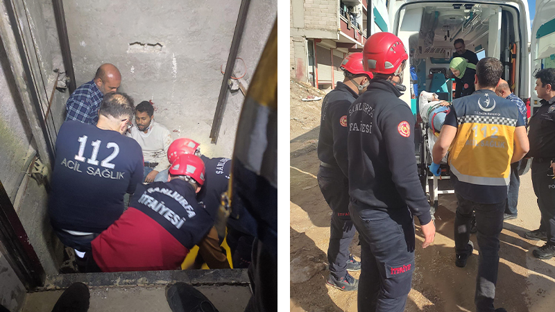 Eyyübiye'de asansör boşluğuna düşen şahıs itfaiye tarafından kurtarıldı;