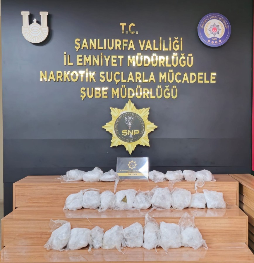 Şanlıurfa’da 13 kilo 500 gram sentetik skunk ele geçirildi