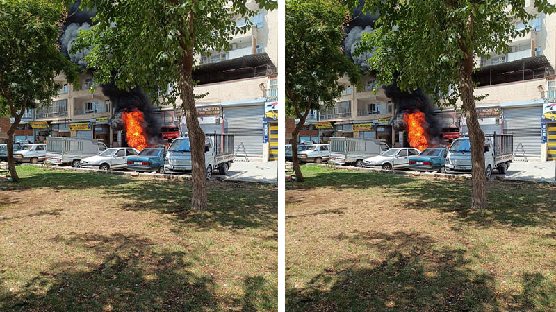 Şanlıurfa’da otomobil cayır cayır yandı!