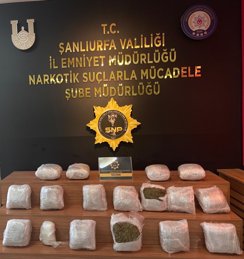 Şanlıurfa’da 18 kilo 150 gram skunk ele geçirildi